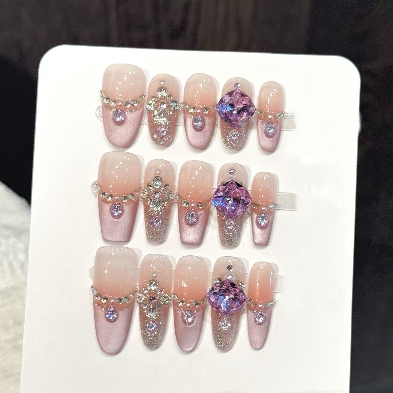 Resin Art Purple - 10 шт. Накладные ногти ручной работы,