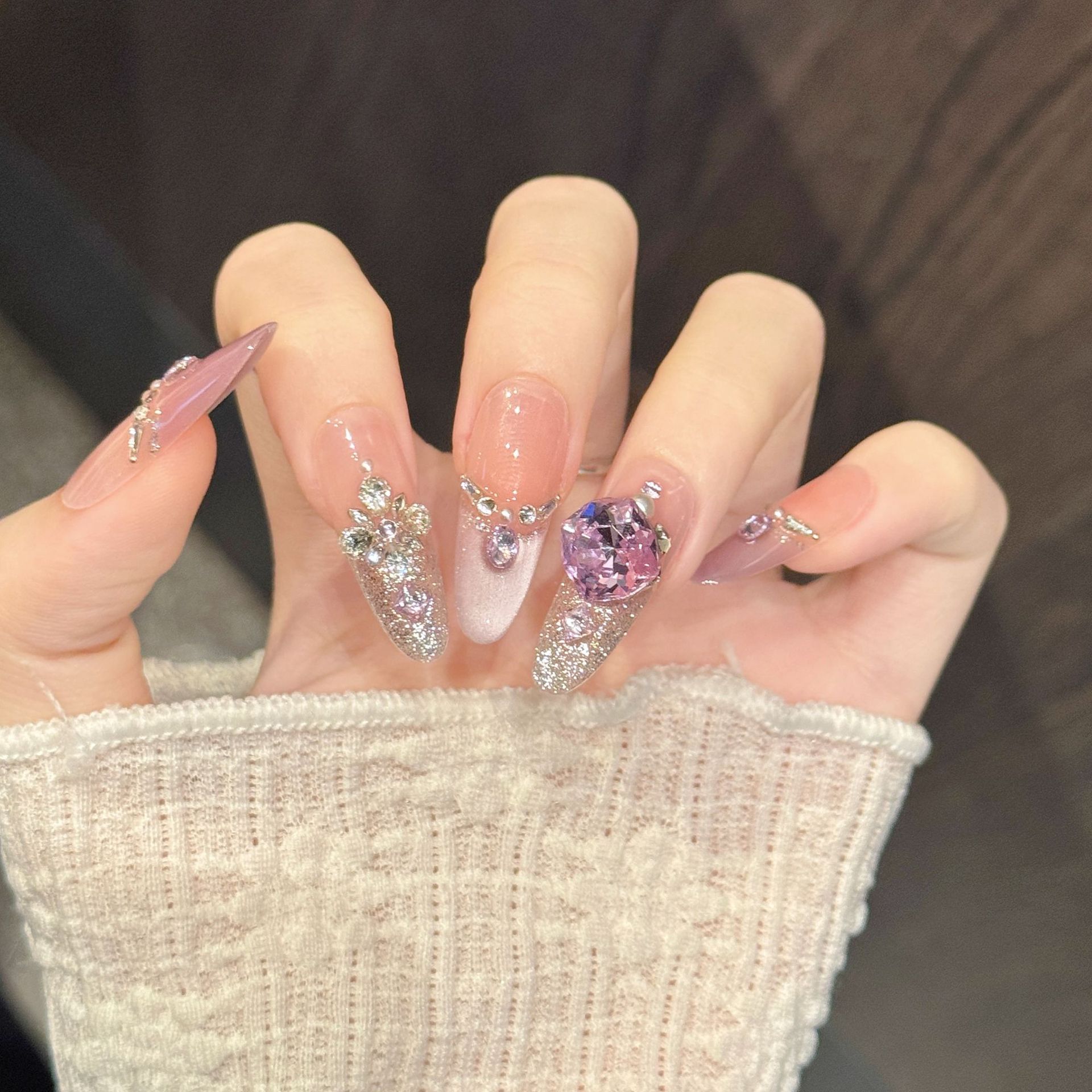 10 шт. Накладные ногти ручной  – обзор и цена Resin Art Purple