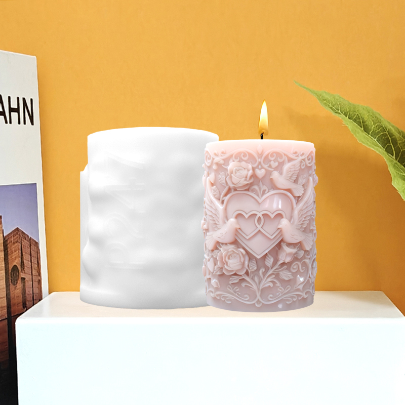 Двойное сердце, белый голубь,  – обзор и цена Resin Art Rose