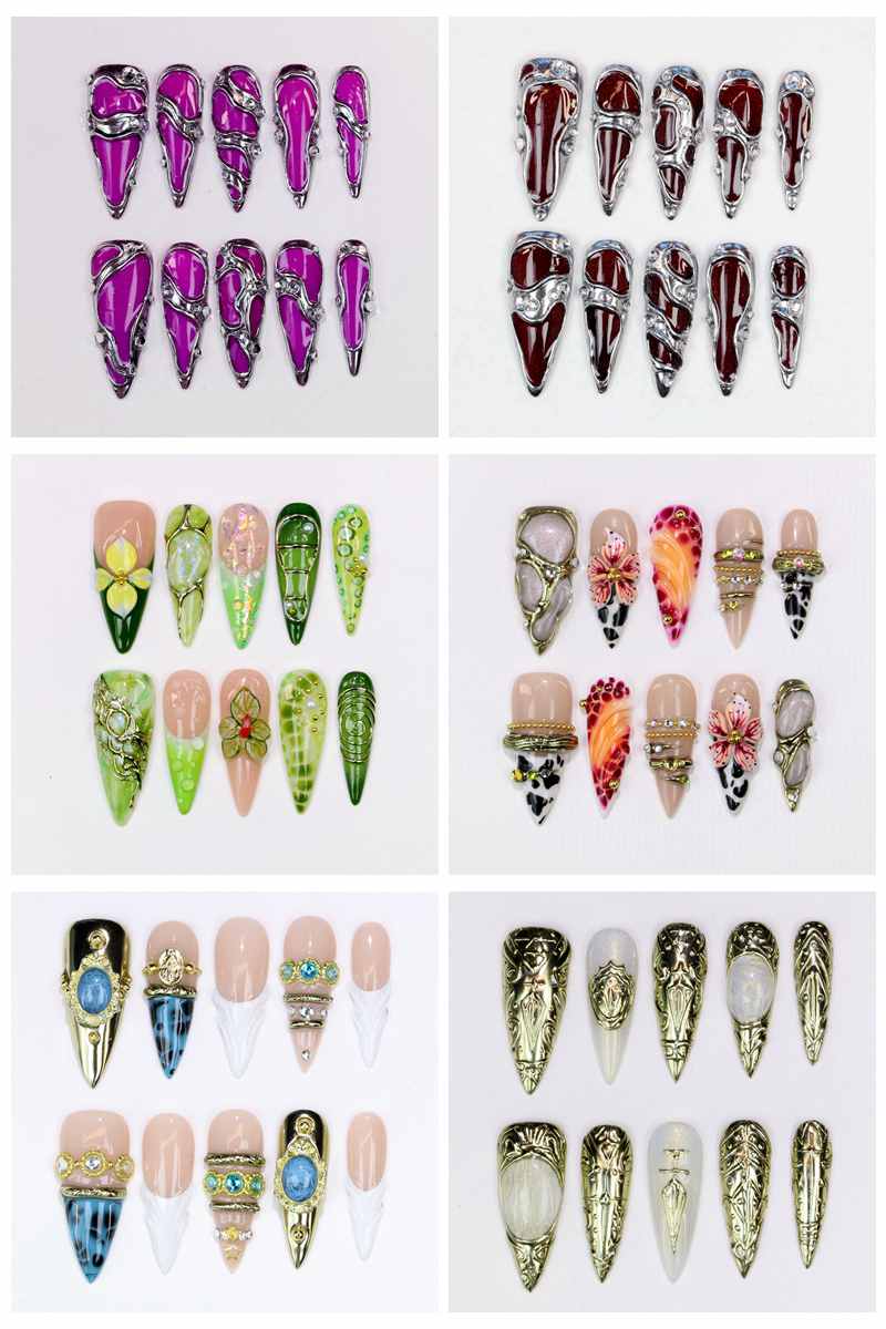 10 шт. длинных накладных ногте – обзор и цена Resin Art Purple